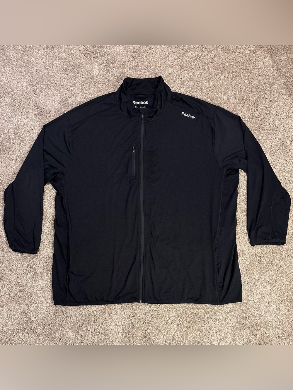 Reebok PlayDry Men's 3XL Black Full-Zip Track Jacket Lightweight Sports